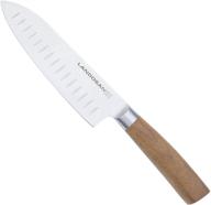 santoku knife - 7-inch stainless steel blade with genuine wood handle - ideal cutlery for home kitchen and restaurant use logo