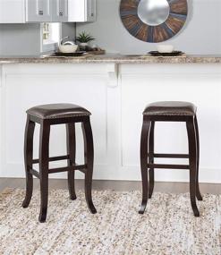 img 1 attached to 🪑 Linon San Francisco Square Top Bar Stool, Brown: Sleek and Stylish Seating for Modern Spaces