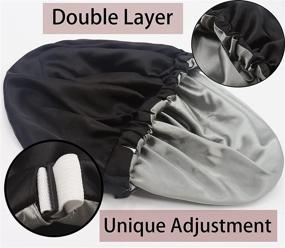 img 3 attached to 🌙 Adjustable Satin Bonnet for Braids and Curly Hair - SAYMRE Silky Sleep Cap