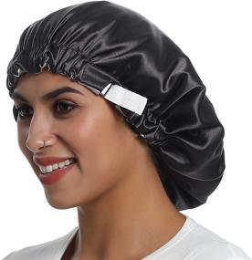 img 4 attached to 🌙 Adjustable Satin Bonnet for Braids and Curly Hair - SAYMRE Silky Sleep Cap