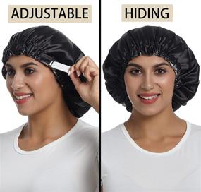 img 1 attached to 🌙 Adjustable Satin Bonnet for Braids and Curly Hair - SAYMRE Silky Sleep Cap