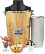 🍦 vintage appalachian wood ice cream maker machine with bonus hand crank - elite gourmet old fashioned electric churn, 6 quart, pine логотип