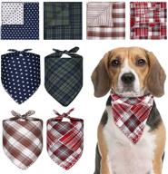 taope buffalo plaid dog bandana, set of 4 reusable dog bandana, timeless square bandanas for christmas, ideal for large, small & medium dogs, bibs scarf included логотип