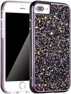 📱 bling glitter dual layer iphone 8 plus/7 plus case with screen protector and lanyard - shockproof hybrid protective cover for aesthetic appeal - hard pc back, soft tpu inner - 5.5 inch (black) logo