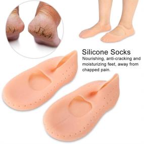 img 3 attached to 🧦 Moisturizing Gel Silicone Socks for Foot Care - Prevent Cracked Skin, Relieve Plantar Fasciitis & Heel Bone Spur Pain, Soften Dry Skin (L-Skin Color)