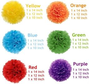img 3 attached to 🎉 Gavoyeat Colorful Tissue Flower Pom Poms Set - Ideal for Birthdays, Weddings, Parties, Halloween, Christmas, and Outdoor Decorations - Includes 18 pcs of 10, 12, and 14 Inch Sizes
