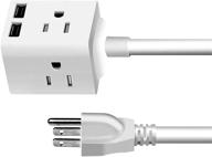 портативная полоска питания с usb-портами, предохранительная полоса wonplug - 4 розетки переменного тока, 2 usb-порта, удлинитель на 5 футов, защита от перегрузки - идеально подходит для дома, офиса, путешествий, общежитий, круизных судов. логотип