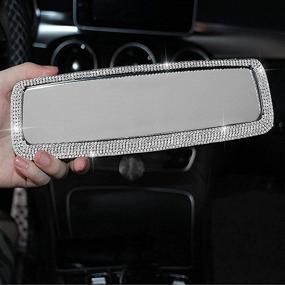 img 1 attached to Dazzling Car Mirror Accessories for Women & Girls: Sparkling Crystal Rhinestone Diamond Rear View Mirror Cover Decor for Ladies & Gents