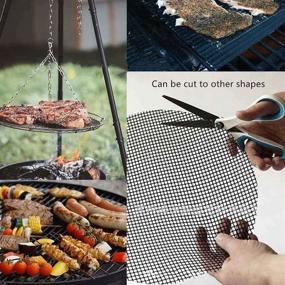 img 2 attached to 🔥 BBQ Grill Mesh Mat Kit - Non-Stick, Reusable Grilling Mat for Charcoal Barbecue - Heavy Duty BBQ Mat 15.75x13inch - Ideal for Vegetables