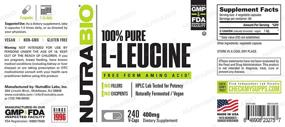 img 1 attached to NutraBio 100 L Leucine 400Mg Capsules