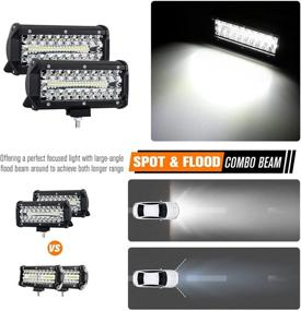 img 2 attached to 🚗 24000 LM Triple Row LED Pods Spot Flood Combo Beam - Liteway 7 Inch Off Road Driving LED Work Lights for UTV ATV Jeep Truck Boat - Waterproof 2 Pack LED Light Bars