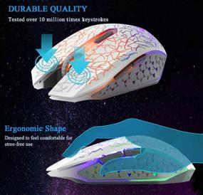 img 3 attached to 🖱️ VEGCOO C10 Wireless Gaming Mouse - Rechargeable Silent Optical Mice with 7 Colors LED Lights (C10NWT)