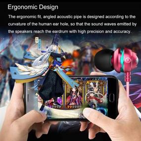 img 2 attached to Wired Earbuds Dual Drivers Phone Earbuds With Mic Bass Earphone With Microphone Noise Isolating For IPhone Android Smartphones Tablets Laptop Red