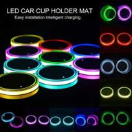 🚗 enhance car interior ambiance with led cup holder lights - 2pcs usb-charging mat cup pad coaster insert lamps in 7 colors logo
