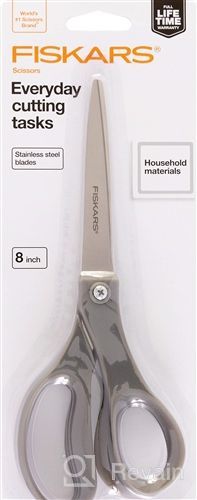 img 1 attached to Fiskars 01-004761J Softgrip Scissors - 8 Inch Straight Stainless Steel Blades: A Cutting Essential review by Hannah Curi