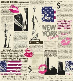 img 1 attached to 🗽 Ambesonne United States Duvet Cover Set: Vintage New York Newspaper Design, Twin Size Bedding Set with Pillow Sham - Sketchy Liberty, Lipstick Texts & Retro Charm in Beige