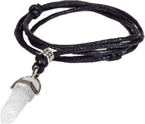 img 1 attached to 💎 BlueRica Crystal Quartz Pendant on Adjustable Rope Cord Necklace with Black Finish