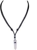 💎 bluerica crystal quartz pendant on adjustable rope cord necklace with black finish logo