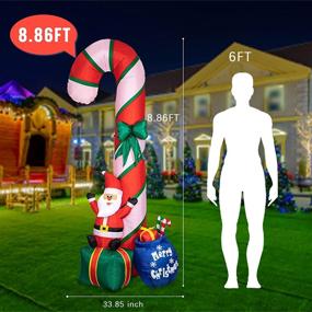 img 3 attached to 🎅 VCUTEKA 8.86 FT Outdoor Christmas Inflatables - Candy Cane Decorations Santa Claus with Gift Boxes, LED Lighted Blow-up Christmas Candy Cane for Holiday Party Yard Décor