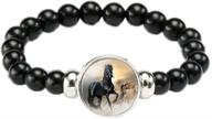 🐴 giwotu womens horses photo handmade glass cabochon braided leather charm bracelets: unique beaded weave for punk rock style; perfect male bangle gift logo