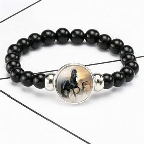 img 3 attached to 🐴 Giwotu Womens Horses Photo Handmade Glass Cabochon Braided Leather Charm Bracelets: Unique Beaded Weave for Punk Rock Style; Perfect Male Bangle Gift