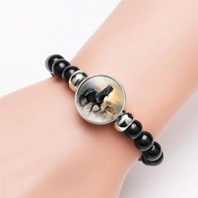 img 2 attached to 🐴 Giwotu Womens Horses Photo Handmade Glass Cabochon Braided Leather Charm Bracelets: Unique Beaded Weave for Punk Rock Style; Perfect Male Bangle Gift