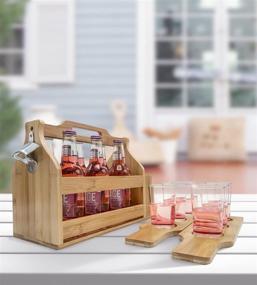 img 1 attached to 🍻 Sorbus Wooden Bottle Caddy: Opener, Sampler Boards, & Drink Holder for Beer, Soda – Ideal for Bars, Pubs, Restaurants, Brew Fests, Parties, and More!