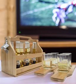 img 3 attached to 🍻 Sorbus Wooden Bottle Caddy: Opener, Sampler Boards, & Drink Holder for Beer, Soda – Ideal for Bars, Pubs, Restaurants, Brew Fests, Parties, and More!