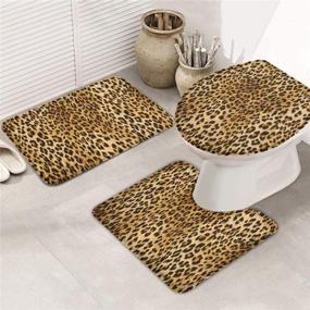 img 4 attached to 🐆 OneHoney 3-Piece Bath Rug and Mat Sets: Enhance Your Bathroom with Sexy Leopard Skin Non-Slip Decor!