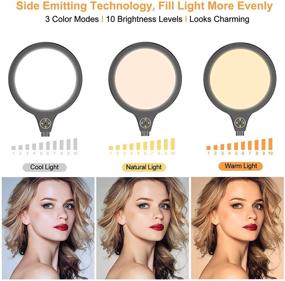 img 2 attached to 💡 Профессиональное настольное кольцевое освещение 10" с подставкой и беспроводным пультом - идеально для макияжа, селфи, видео и прямых трансляций - в комплекте крепление для телефона/планшета - совместимо с iOS/Android.