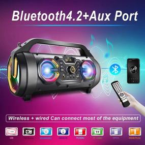 img 3 attached to 🔊 Портативная Bluetooth-колонка 30W: FM-радио, RGB-цветные огни, эквалайзер, стереозвук, 10 часов воспроизведения - идеальный беспроводной наружный динамик для дома, вечеринок, кемпинга и путешествий.