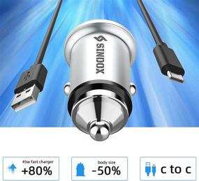 img 2 attached to 🔌 SINDOX 45W Super Mini Metal 2-Port USB C Car Charger - Fast Dual Port Type C Charger for iPhone 13/12/11/Pro/Pro Max/Mini, iPad/Pro, AirPods, Samsung, Pixel