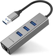 🖥️ lention ultra slim 3-port usb 3.0 hub with gigabit ethernet adapter for macbook air/pro (previous gen), imac, surface, chromebook & more type a laptops - cb-h23s (space gray) logo