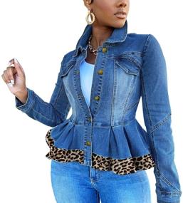 img 3 attached to ECHOINE Women Casual Denim Jacket Women's Clothing and Coats, Jackets & Vests