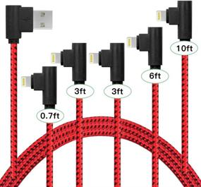 img 4 attached to 🔌 5 наборов сертифицированных Кабелей Lightning - Дополнительно длинные USB-кабели с оплеткой из нейлона для зарядки и синхронизации (0,7 фута, 3 фута, 3 фута, 6 футов, 10 футов) для iPhone 12/11/Pro/Xs Max/XS/XR/7/7Plus/X/8/8Plus/6S Plus.