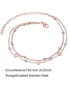 img 3 attached to Ceyiya Rosegold Ankle Bracelets: Adjustable Dainty Layered Chains for Women - Heart Butterfly Anklets for Teen Girls & Ladies - Fashion Foot Jewellery