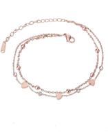 ceyiya браслетки на голеностопе розового золота: регулируемые нежные многослойные цепи для женщин - браслетки с сердцем и бабочкой для девочек и дам - модное украшение для ног логотип