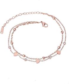 img 4 attached to Ceyiya Rosegold Ankle Bracelets: Adjustable Dainty Layered Chains for Women - Heart Butterfly Anklets for Teen Girls & Ladies - Fashion Foot Jewellery