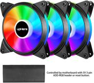 🔵uphere 5v 3-pack 120мм бесшумных вентиляторов pwm с интеллектуальным управлением цветом rgb - синхронизация с материнской платой, настраиваемые цвета (t7syc7-3) логотип