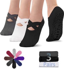 img 4 attached to 🧦 Non-Slip Grip Yoga Socks for Women with Straps, Perfect for Pilates, Pure Barre, Ballet, Dance, Barefoot Workout (Set of 3 Pairs)