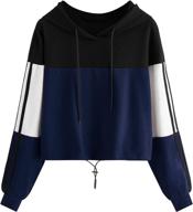 🔥 sweatyrocks women's casual colorblock long sleeve pullover crop top: stay stylish and sweat-free! logo