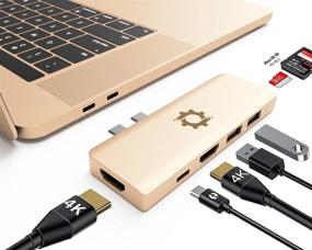 img 4 attached to 🔌 NOV8Tech USB C Hub Triple Display Dual 2 HDMI Multiport Adapter Dongle for MacBook Air 2020 2019 2018 - Gold Type C Hub, 7in2, USB C 100W PD Power, SD & Micro SD Reader, USB 3.0 & USB 2.0