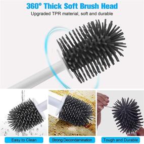 img 2 attached to 🚽 Toilet Bowl Brush with Compact Holder - Sturdy Soft Cleaning Brush Set for Bathroom - TPR Bristles - Wall Hanging or Household Floor Cleaning - White Bathroom Accessories