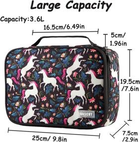 img 2 attached to 🦄 VASCHY Large Black Unicorn Pencil Case with Detachable Layers and Multiple Zip Pockets for Organizing Art Color Pencils in School, Office, and Stationery