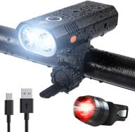 🚴 highly visible usb rechargeable bike lights set - front and rear led bicycle light combo, waterproof 800lm cycling light, mountain road helmet headlight and taillight set (5 modes) logo