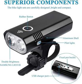 img 3 attached to 🚴 Highly Visible USB Rechargeable Bike Lights Set - Front and Rear LED Bicycle Light Combo, Waterproof 800LM Cycling Light, Mountain Road Helmet Headlight and Taillight Set (5 Modes)