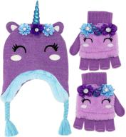 glitter unicorn beanie knitted earflap logo