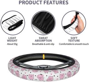 img 1 attached to Pink Pig Universal 15 Inch Steering Wheel Covers Non Slip Neoprene Car Wrap Cover For Adults