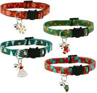 🎄 cooshou christmas cat collar set: festive xmas-themed breakaway collars with bells & charms - 4pcs per set logo