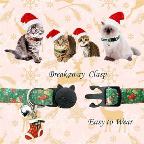 img 2 attached to 🎄 CooShou Christmas Cat Collar Set: Festive Xmas-themed breakaway collars with bells & charms - 4Pcs Per Set